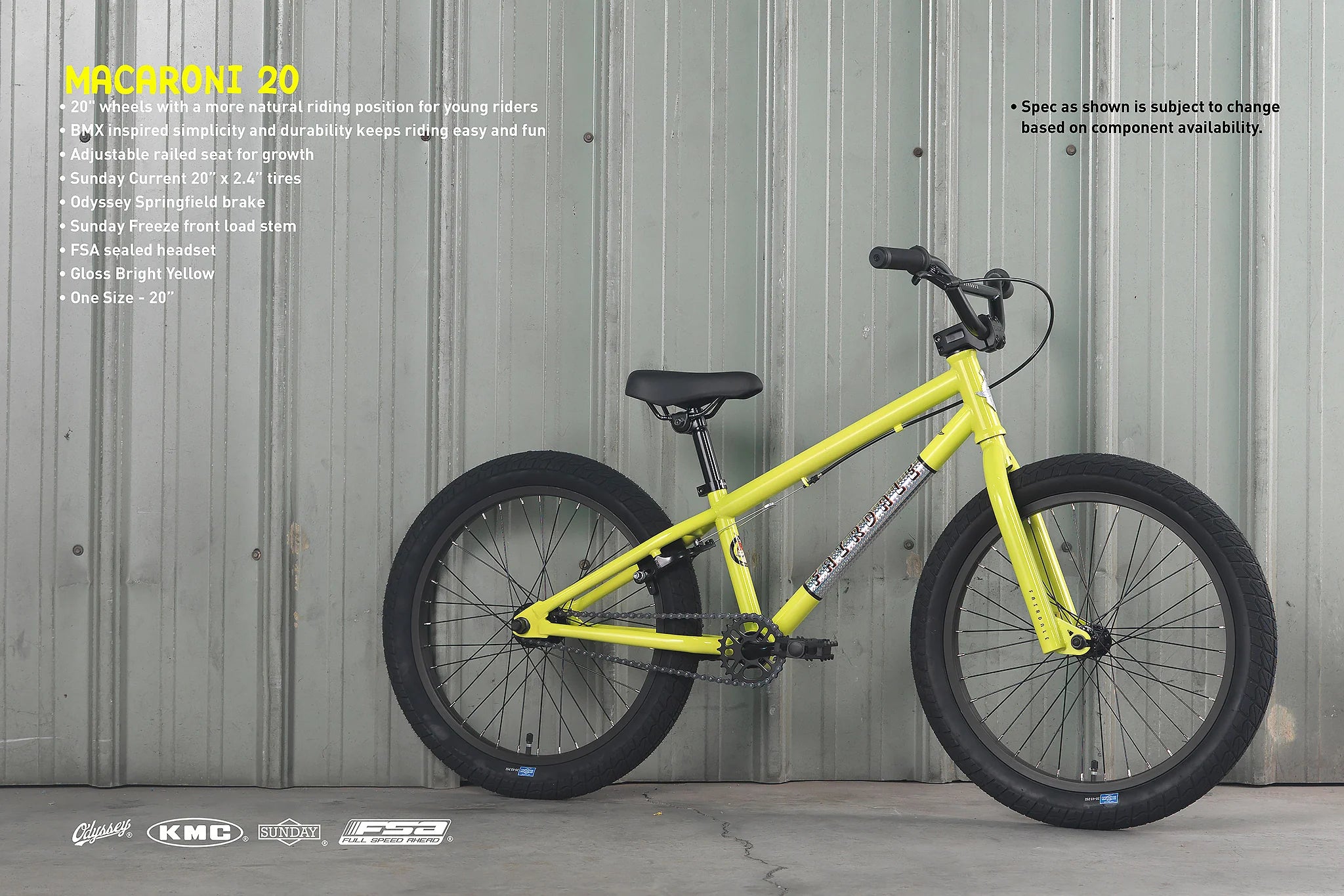 Fairdale Macaroni 20 Kids Bike - Gloss Bright Yellow – Taylor Bike Fairdale Macaroni 20 Kids Bike - Gloss Bright Yellow – Taylor Bike
