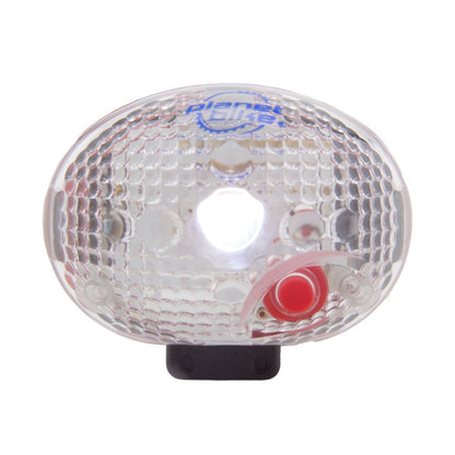 Clear dome light with red button and 'Planet Bike' branding on a white background
