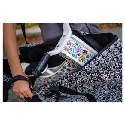 Close up of Keith Haring push bike inside Keith Haring x Affinity XXL tote bag