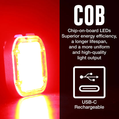 USB-C rechargeable LED light with COB chip-on-board LEDs . usb-c rechargeable
