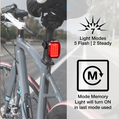 Niterider max 180 Bicycle tail light with mode memory feature 7 light modes