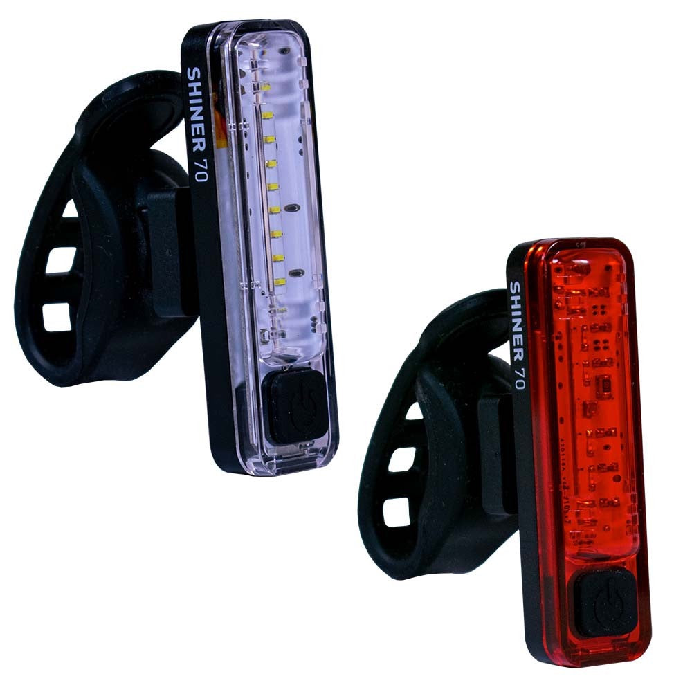 Shiner 70 rechargeable bike light set front and rear