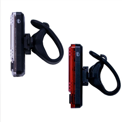 Shiner 70 Bicycle lights with mounting brackets on a white background