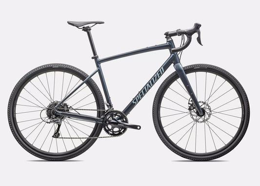 Specialized Diverge E5 alloy gravel bike Cast Blue Metallic side profile with Shimano drivetrain and disc brakes
